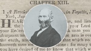 Retrato de John Whitmer y texto de DyC 15. Imagen a través de Joseph Smith Papers.