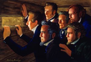 "Windows at Liberty" (Ventanas en Liberty) por Andrew Knaupp. Presentado en el Concurso de arte de Central del Libro de Mormón de 2021.