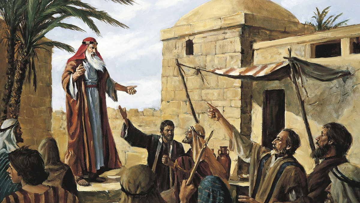 Lehi Prophesying in Jerusalem (Lehi profetizando en Jerusalén) a través de LDS Media Library