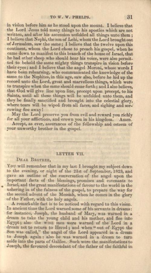 Imagen de la carta VII de Oliver Cowdery. Imagen a través de la biblioteca de Harold B. Lee en BYU