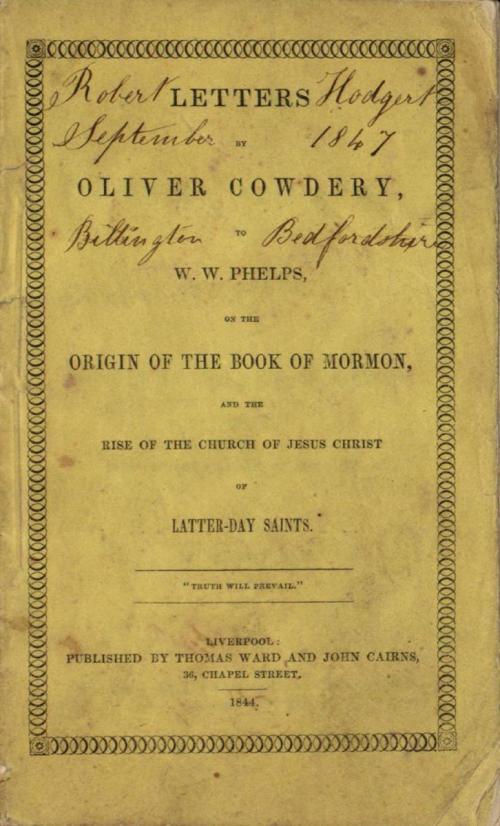 Las cartas de Oliver Cowdery. Imagen a través de la biblioteca de Harold B. Lee en BYU