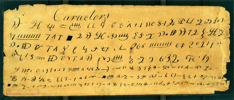 Imagen del documento de los caracteres. Imagen a través de The Joseph Smith Papers