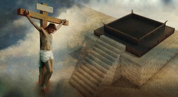 Imagen representado la Crucifixión por Harry Anderson y la ilustración por 2dmolier a través de Adobe Stock