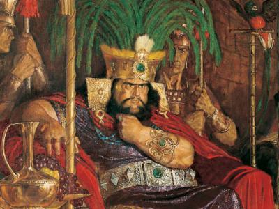 Detail of Abinadi Appearing Before King Noah (Detalle de Abinadí presentándose ante el rey Noé) por Arnold Friberg. Imagen a través de lds.org