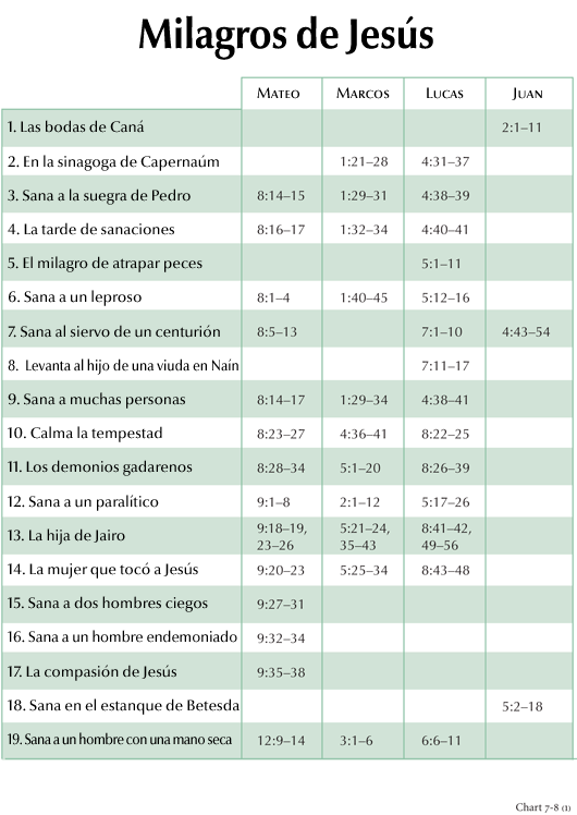 The Miracles of Jesus (Los milagros de Jesús), Charting the New Testament, 7-8