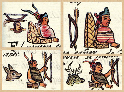 Imagen de arcos y armas mesoamericanas