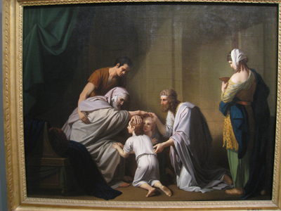 Jacob Blessing Ephraim and Manasseh (Jacob bendiciendo a Efraín y Manasés) por Benjamin West. Imagen vía Wikimedia Commons