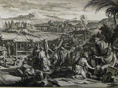 Ilustración de los hijos de Israel ofreciendo sacrificios a Jehová. Imagen por Philip Medhurst a través de Wikimedia Commons