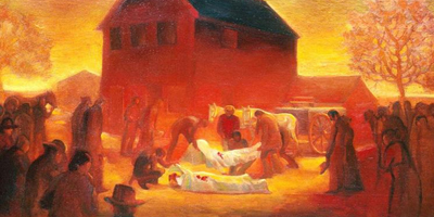 Pintura del martirio de José y Hyrum Smith por Gary Ernest Smith