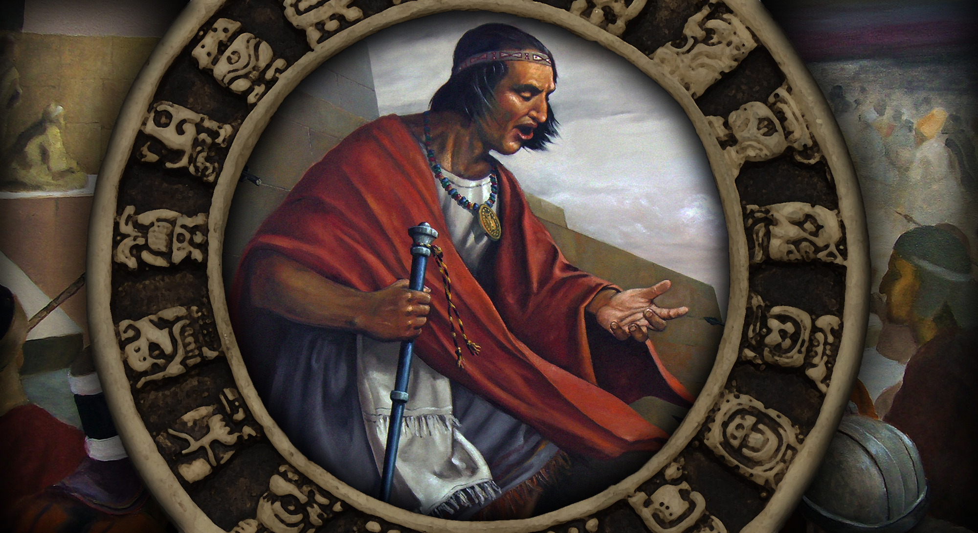 Imagen compuesta de Samuel en la Muralla y Samuel en la Muralla 2, de Jorge Cocco, con el calendario maya agregado por Book of Mormon Central