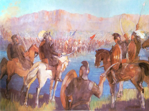 Battle at the River Sidon (Batalla en el río Sidón) por Minerva Teichert
