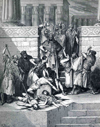 "Slaughter of the Sons of Zedekiah before their Father" (Muerte de los Hijos de Sedequías delante de su Padre) por Gustave Dore.