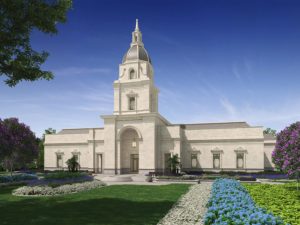 Fachada de lo que será el nuevo Templo SUD en Bahía Blanca, Argentina. Créditos: La Iglesia de Jesucristo de los Santos de los Últimos Días