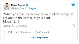 Tweet de Bryant con emotivo pasaje del Libro de Mormón