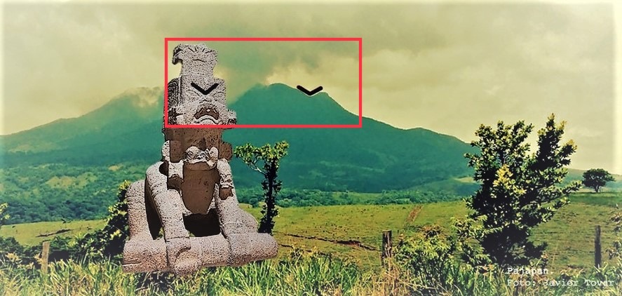Nuevos hallazgos arqueológicos del Cerro de Pajapan. El tocado de personaje muestra hendidura o ranura. La hendidura también se puede ver en ciertos lugares del Cerro Pajapan