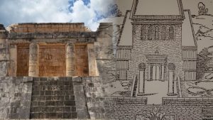 Templo mesoamericano del Hombre Barbudo en Chichén Itzá y del Templo de Salomón en Jerusalén, por François Vatable